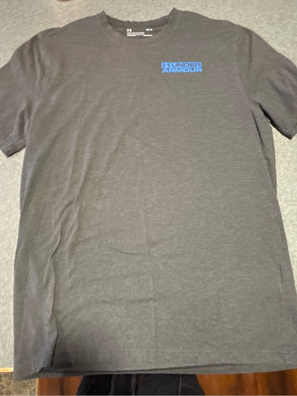 Under Armour Men's Charcoal Tee with Blue Logo